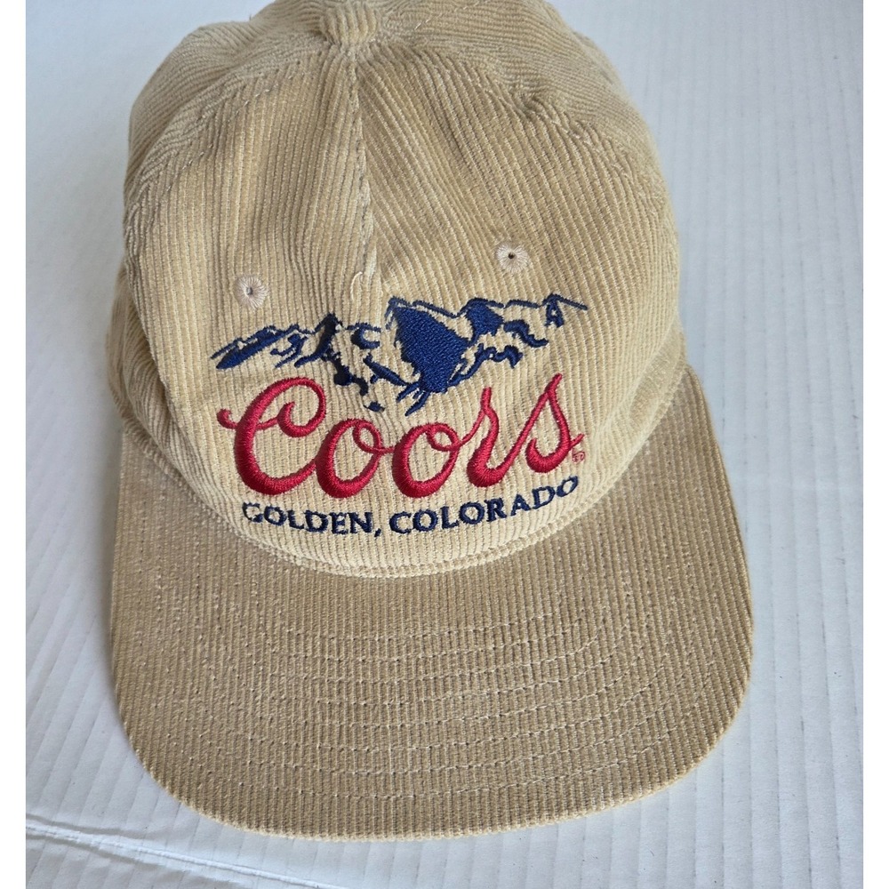 Coors Beer Corduroy Hat Cap Tan Snapback Golden Colorado Banquet Rockies - Picture 1 of 9